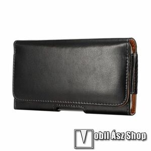 UNIVERZÁLIS fekvő tok - mágneses, elforgatható övcsipesz - 165 x 87 x 15mm - FEKETE kép