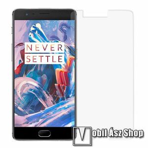 Előlap védő karcálló edzett üveg - 0, 3 mm vékony, 9H, Arc Edge, A képernyő sík részét védi - OnePlus 3 kép