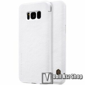 NILLKIN QIN notesz tok / flip tok - oldalra nyíló flip cover, bankkártya tartó - FEHÉR - SAMSUNG SM-G950 Galaxy S8 - GYÁRI kép