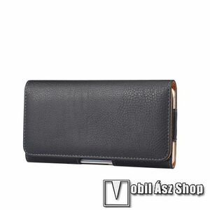 Tok fekvő, bőr - rejtett mágnescsat, övre fűzhető, övcsipesz - FEKETE - 180 x 95 x 18mm kép