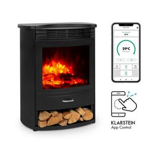 Klarstein Bormio S Smart, elektromos kandalló, 950/1800 W, termosztát, heti időzítő, fekete kép