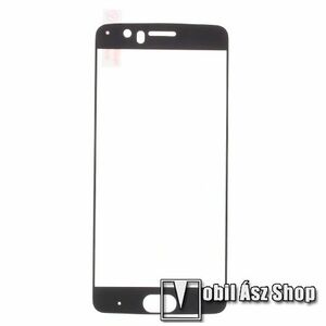 Előlap védő karcálló edzett üveg - 9H, 2.5D, Arc Edge, A teljes felületén tapad! - FEKETE - A TELJES KIJELZŐT VÉDI! - OnePlus 5 kép