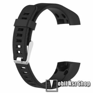Okosóra szíj - FEKETE - szilikon, 12.5cm + 9.5cm - Garmin Vivosmart HR+ kép