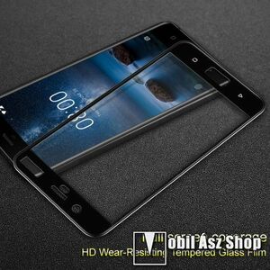IMAK 3D Curved előlapvédő karcálló edzett üveg - FEKETE - 9H, A TELJES ELŐLAPOT VÉDI! - NOKIA 8 (2017) - GYÁRI kép