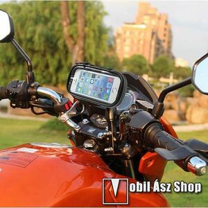 UNIVERZÁLIS motoros telefon tartó - 360°-ban forgatható, 145 x 75mm-es zárt, zipzáras bölcsővel - FEKETE kép