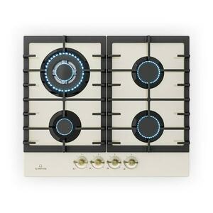 Klarstein Victoria 4, gázfőzőlap, 4 gázégő, üvegkerámia, elefántcsont kép