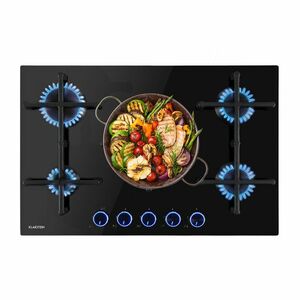 Klarstein Illuminosa 5, gázfőzőlap, 5 Sabaf égő, üvegkerámia, fekete kép