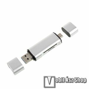 Multifunkciós adapter USB 2.0 / Micro USB és Type-C 3 OTG funkció, microSD memória kártya olvasó - EZÜST kép