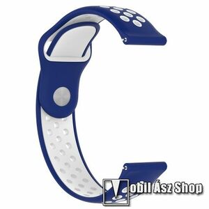 Okosóra szíj - légáteresztő, sportoláshoz, 133 + 97.5mm hosszú, 22mm széles - FEHÉR / KÉK - Xiaomi Amazfit / Xiaomi Amazfit 2 / Fossil Q MARSHAL Gen2 kép