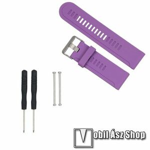 Okosóra szíj - szilikon - LILA - 12.9+9cm hosszú, 2.5 cm széles, 1 pár teleszkóppal, csavarhúzóval - Garmin Fenix 3 / Fenix 3 HR / Fenix 2 / Fenix / Quatix / Quatix 3 / D2 / Tactix kép