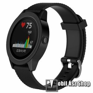 Okosóra szíj - FEKETE - 9.1 + 10.7 cm hosszú, 20mm széles - Vivomove HR / Garmin Vivoactive 3 / Approach S40 kép