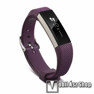 Okosóra szíj - SÖTÉT LILA - szilikon, Twill mintás - Fitbit Alta kép