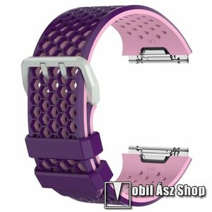 Okosóra szíj - szilikon, légáteresztő - LILA / RÓZSASZÍN - 83+95mm hosszú, 25mm széles - Fitbit Ionic kép