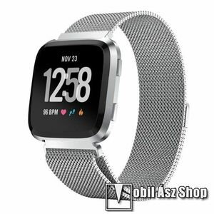 Okosóra milánói szíj - rozsdamentes acél, mágneses - EZÜST - 200mm hosszú, 23mm széles - Fitbit Versa / Fitbit Versa Lite / Fitbit Versa 2 kép