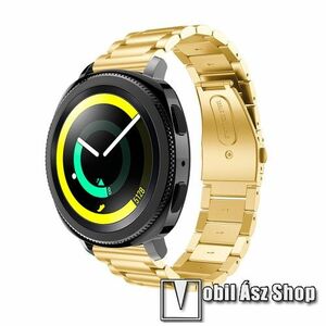 Okosóra szíj - rozsdamentes acél, csatos - ARANY - 205 mm-es csuklóig használható, 177mm hosszú, 20mm széles - SAMSUNG Galaxy Watch 42mm / Xiaomi Amazfit GTS / SAMSUNG Gear S2 / HUAWEI Watch GT 2 42mm / Galaxy Watch Active / Active 2 kép