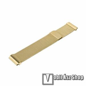 Okosóra milánói szíj - rozsdamentes acél - ARANY - fém háló kialakítás, mágneses, 22mm széles, 1 pár teleszkóppal - SAMSUNG Galaxy Watch 46mm / SAMSUNG Gear S3 Classic / SAMSUNG Gear S3 Frontier kép