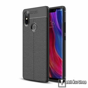 OTT! LEATHER SERIES szilikon védő tok / bőrhatású hátlap - FEKETE - ERŐS VÉDELEM! - Xiaomi Mi 8 SE kép