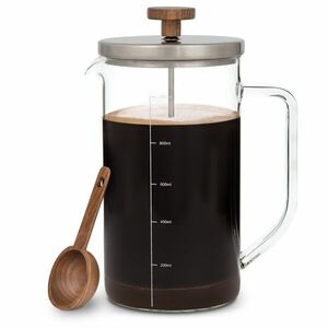 Klarstein Glaswerk Ristretto, french press, 1 L, boroszilikát üveg, rozsdamentes acél, diófa kép