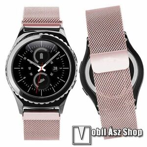 Okosóra milánói szíj - rozsdamentes acél, mágneses - RÓZSASZÍN - 205mm hosszú, 20mm széles - SAMSUNG Galaxy Watch 42mm / Xiaomi Amazfit GTS / SAMSUNG Gear S2 / HUAWEI Watch GT 2 42mm / Galaxy Watch Active / Active 2 kép