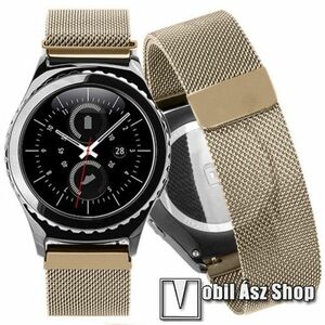 Okosóra milánói szíj - rozsdamentes acél, mágneses - PEZSGŐ ARANY - 230mm hosszú, 20mm széles - SAMSUNG Galaxy Watch 42mm / Xiaomi Amazfit GTS / SAMSUNG Gear S2 / HUAWEI Watch GT 2 42mm / Galaxy Watch Active / Active 2 kép