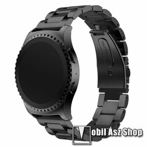 Okosóra szíj - FEKETE - rozsdamentes acél, csatos, 20mm széles, 175mm hosszú - SAMSUNG Galaxy Watch 42mm / Xiaomi Amazfit GTS / SAMSUNG Gear S2 / HUAWEI Watch GT 2 42mm / Galaxy Watch Active / Active 2 kép