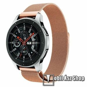 Okosóra milánói szíj - rozsdamentes acél, mágneses - ROSE GOLD - 234 mm hosszú, 22mm széles, max 220mm-es csuklóra - SAMSUNG Galaxy Watch 46mm / SAMSUNG Gear S3 Classic / SAMSUNG Gear S3 Frontier kép