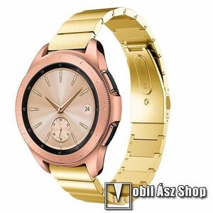Okosóra szíj - ARANY - rozsdamentes acél, csatos, 185mm hosszú, 20mm széles, max 215mm-es csuklóra - SAMSUNG Galaxy Watch 42mm / Xiaomi Amazfit GTS / SAMSUNG Gear S2 / HUAWEI Watch GT 2 42mm / Galaxy Watch Active / Active 2 kép