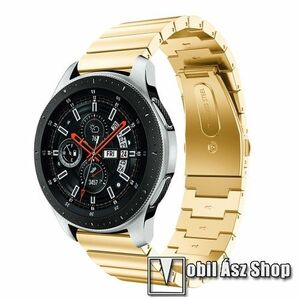 Fém okosóra szíj - ARANY - rozsdamentes acél, csatos, 170mm hosszú, 22mm széles, 130-206 mm-es csuklóig használható! - SAMSUNG Galaxy Watch 46mm / SAMSUNG Gear S3 Classic / SAMSUNG Gear S3 Frontier kép