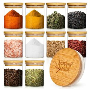 Klarstein Kerek poharak, bambusz fedél, 10 darab, mindegyik 150 ml, légmentes kép