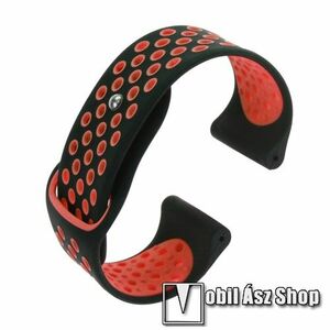 Okosóra szíj - légáteresztő, sportoláshoz - 26mm széles, 144-210mm csuklóméretig ajánlott - FEKETE / PIROS - Garmin Fenix 3 / Fenix 3HR / Fenix 3 Sapphire / Quatix 3 / Tactix Bravo / Foretrex 601 / D2 Bravo / Foretrex 701 kép