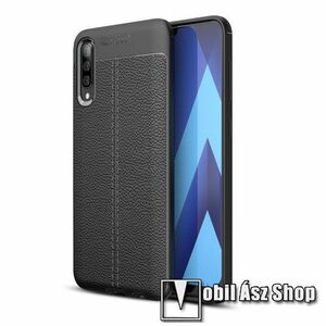 OTT! LEATHER SERIES szilikon védő tok / bőrhatású hátlap - FEKETE - ERŐS VÉDELEM! - SAMSUNG SM-A307F Galaxy A30s / SAMSUNG SM-A505F Galaxy A50 / SAMSUNG Galaxy A50s kép
