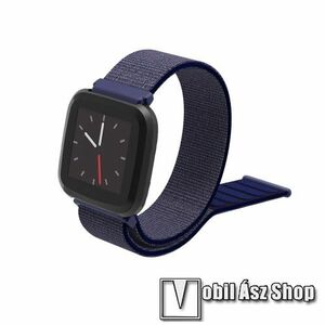 Okosóra szíj - szövet, tépőzáras - SÖTÉTKÉK - 23mm széles - Fitbit Versa / Fitbit Versa Lite / Fitbit Versa 2 kép