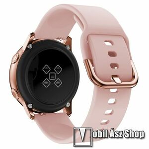 Okosóra szíj - RÓZSASZÍN - szilikon - 83mm + 116mm hosszú, 20mm széles, 130mm-től 205mm-es méretű csuklóig ajánlott - SAMSUNG Galaxy Watch 42mm / Xiaomi Amazfit GTS / SAMSUNG Gear S2 / HUAWEI Watch GT 2 42mm / Galaxy Watch Active / Active 2 kép