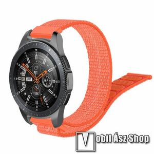 Okosóra szíj - szövet, tépőzáras - 205mm hosszú, 22mm széles - NARANCS - SAMSUNG Galaxy Watch 46mm / SAMSUNG Gear S3 Classic / SAMSUNG Gear S3 Frontier / HUAWEI Watch GT / Watch GT 2 46mm / HUAWEI Watch Magic kép