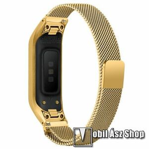 Okosóra milánói szíj - rozsdamentes acél, mágneses - ARANY - max 203mm-es csuklóra - SAMSUNG SM-R375 Galaxy Fit e kép