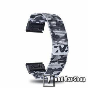 Okosóra milánói szíj - rozsdamentes acél, mágneses, 26mm, QUICKFIT - SZÜRKE TEREPMINTÁS - Garmin Fenix 5X / 5X Plus / 5X Plus Sapphire / 6X / 6X Sapphire / 6X Pro / 6X Pro Solar / 6X Pro Sapphire / Quatix 3 / Descent MK1 / Tactix Charlie kép