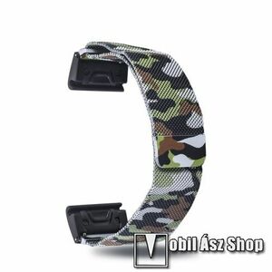 Okosóra milánói szíj - rozsdamentes acél, mágneses, 26mm, QUICKFIT - ZÖLD TEREPMINTÁS - Garmin Fenix 5X / 5X Plus / 5X Plus Sapphire / 6X / 6X Sapphire / 6X Pro / 6X Pro Solar / 6X Pro Sapphire / Quatix 3 / Descent MK1 / Tactix Charlie kép