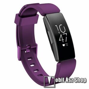Okosóra szíj - szilikon - SÖTÉTLILA - L-es méret, 87mm + 132mm hosszú - Fitbit Inspire / Fitbit Inspire HR kép