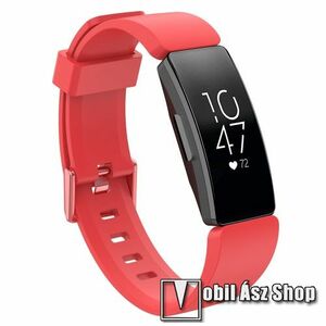 Okosóra szíj - szilikon - PIROS - S-es méret, 76mm + 117mm hosszú - Fitbit Inspire / Fitbit Inspire HR kép