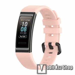 Okosóra szíj - RÓZSASZÍN - szilikon, Twill mintás - 93mm + 121mm hosszú, 16mm széles - HUAWEI Band 3 Pro kép