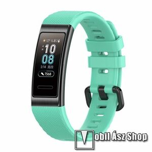 Okosóra szíj - CYAN - szilikon, Twill mintás - 93mm + 121mm hosszú, 16mm széles - HUAWEI Band 3 Pro kép