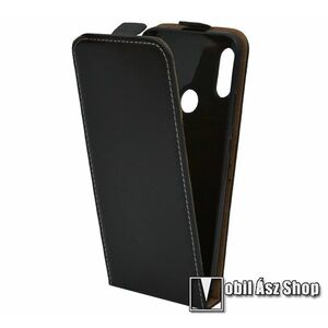 SLIM FLIP tok - FEKETE - lefelé nyíló, rejtett mágneses záródás, szilikon belső - Xiaomi Redmi 7 / Xiaomi Redmi Y3 kép