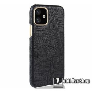 Műanyag védő tok / hátlap - FEKETE - bőr hatású, krokodilbőr mintás - APPLE iPhone 11 Pro Max kép