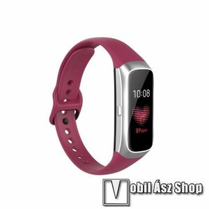 Okosóra pót szíj - szilikon - 17, 3mm széles, 89mm+115mm hosszú - SAMSUNG SM-R370 Galaxy Fit - BORDÓ kép