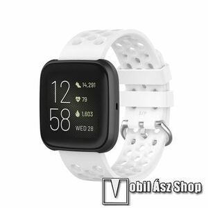 Okosóra szíj - szilikon, légáteresztő, sportoláshoz, 121 + 98mm hosszú, 23mm széles - FEHÉR - Fitbit Versa / Fitbit Versa Lite / Fitbit Versa 2 kép