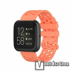 Okosóra szíj - szilikon, légáteresztő, sportoláshoz, 121 + 98mm hosszú, 23mm széles - NARANCS - Fitbit Versa / Fitbit Versa Lite / Fitbit Versa 2 kép