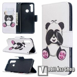 Notesz / mappa tok - PANDA MINTÁS - oldalra nyíló, rejtett mágneses záródás, belső zseb, asztali tartó funkció, szilikon belső - Xiaomi Redmi Note 8T kép