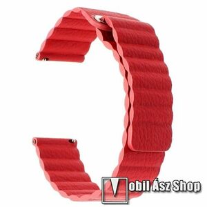 Okosóra mágneses loop szíj - PIROS - PU bőr, mágneses - 20mm széles, 160-204 mm-es csuklóig használható - SAMSUNG Galaxy Watch 42mm / Xiaomi Amazfit GTS / SAMSUNG Gear S2 / HUAWEI Watch GT 2 42mm / Galaxy Watch Active / Active 2 kép