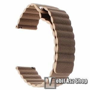 Okosóra mágneses loop szíj - SÖTÉTBARNA - PU bőr, mágneses - 20mm széles, 160-204 mm-es csuklóig használható - SAMSUNG Galaxy Watch 42mm / Xiaomi Amazfit GTS / SAMSUNG Gear S2 / HUAWEI Watch GT 2 42mm / Galaxy Watch Active / Active 2 kép