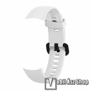 Okosóra szíj - szilikon - FEHÉR - 115mm+107mm hosszú - Huawei Honor Band 5 kép